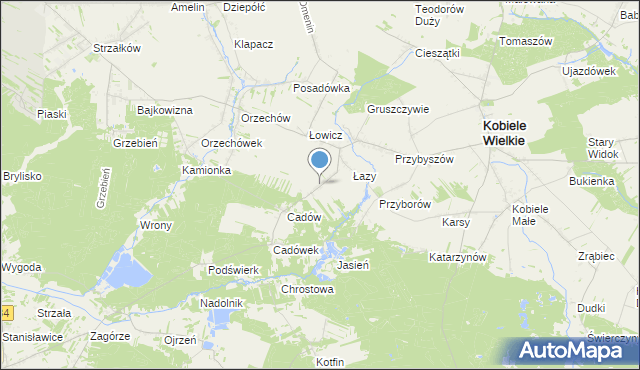 mapa Brzezinki, Brzezinki gmina Kobiele Wielkie na mapie Targeo